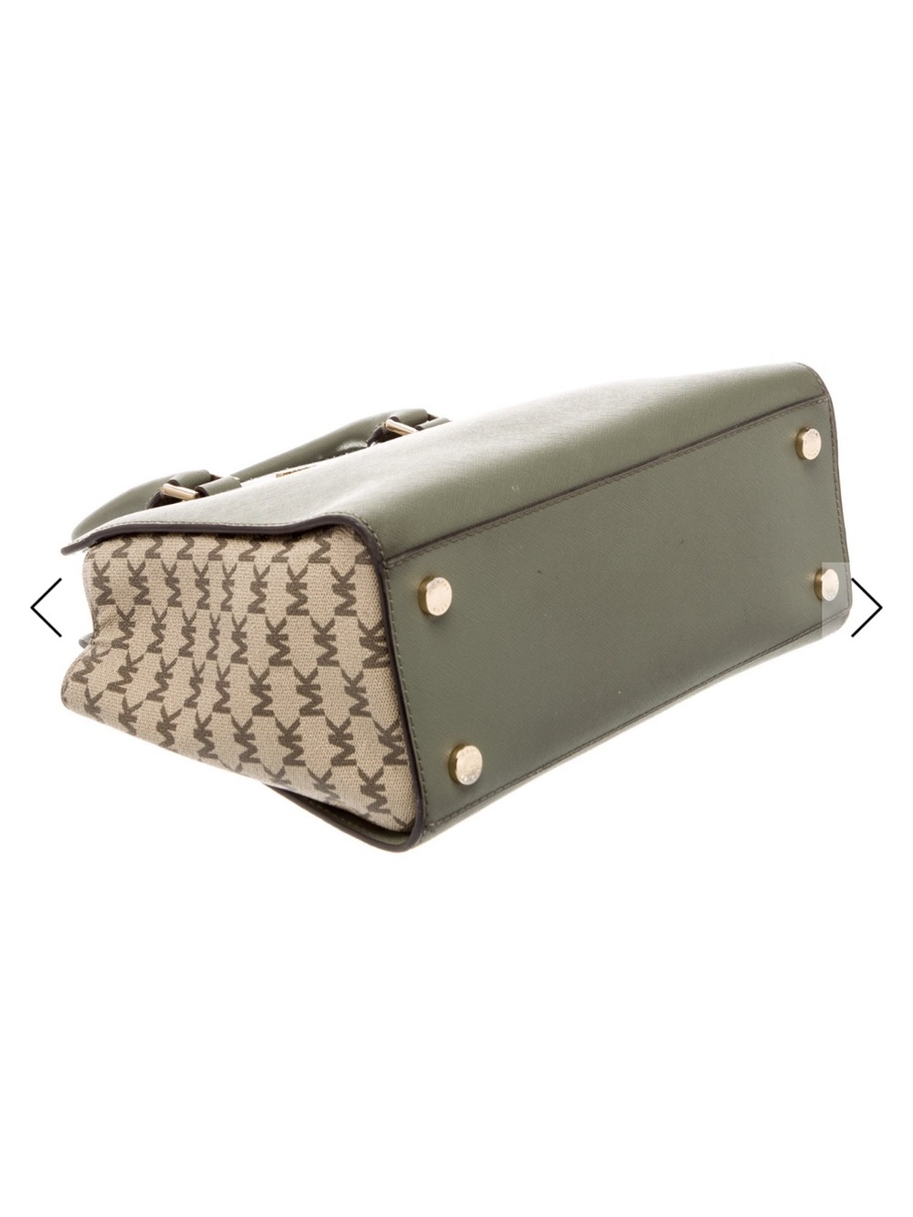 Michael Kors Olive and Beige Logo Saffiano Satchel - Picture 4 of 6